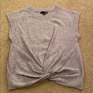 Grey cashmere cap sleeve sweater